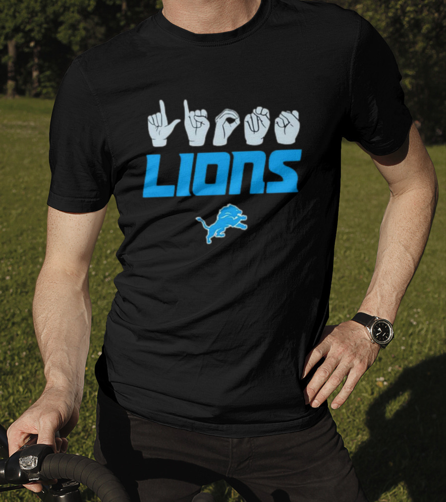 Lions Love Sign Gesture Football Emblem T-Shirt