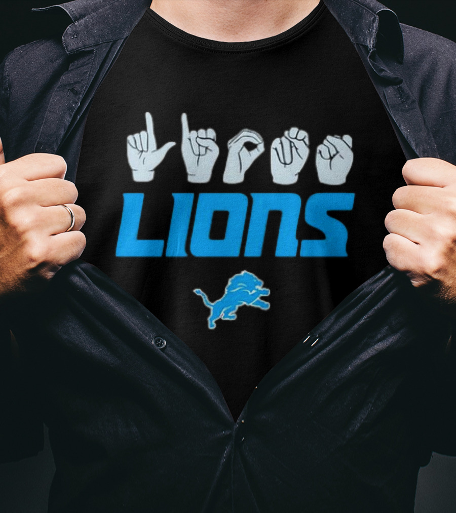 Lions Love Sign Gesture Football Emblem T-Shirt