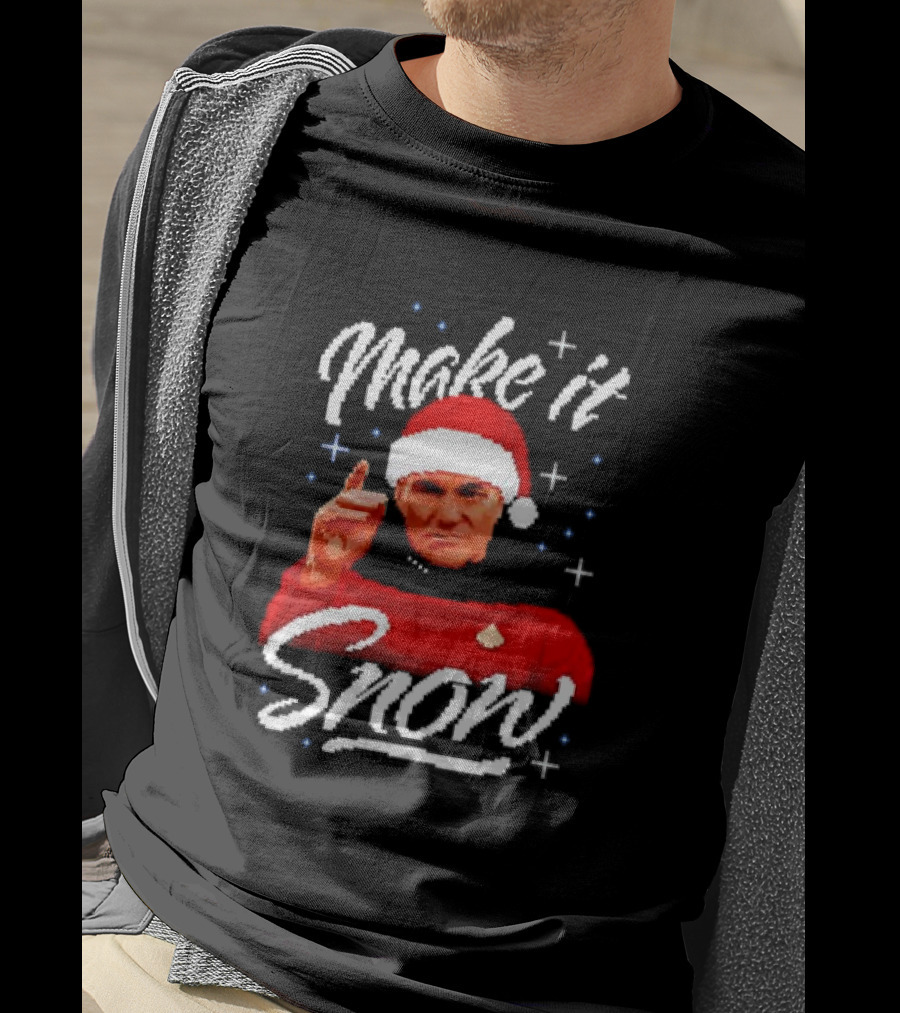 Make It Snow Christmas Jumper Santa Hat Commanding Gesture T-Shirt