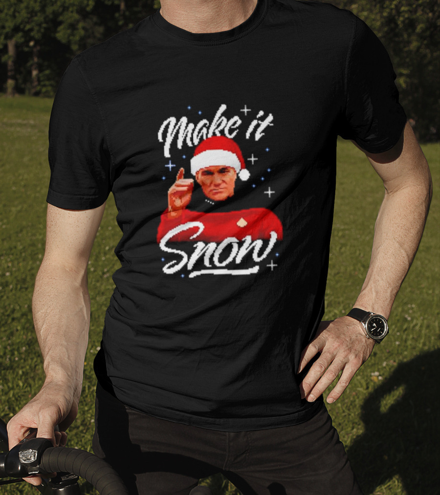 Make It Snow Christmas Jumper Santa Hat Commanding Gesture T-Shirt