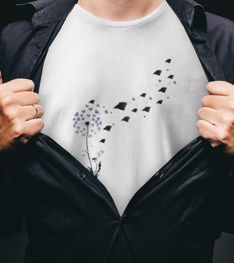 Carolina Panthers Floral Dandelion NFL Team Logo Hearts T-Shirt