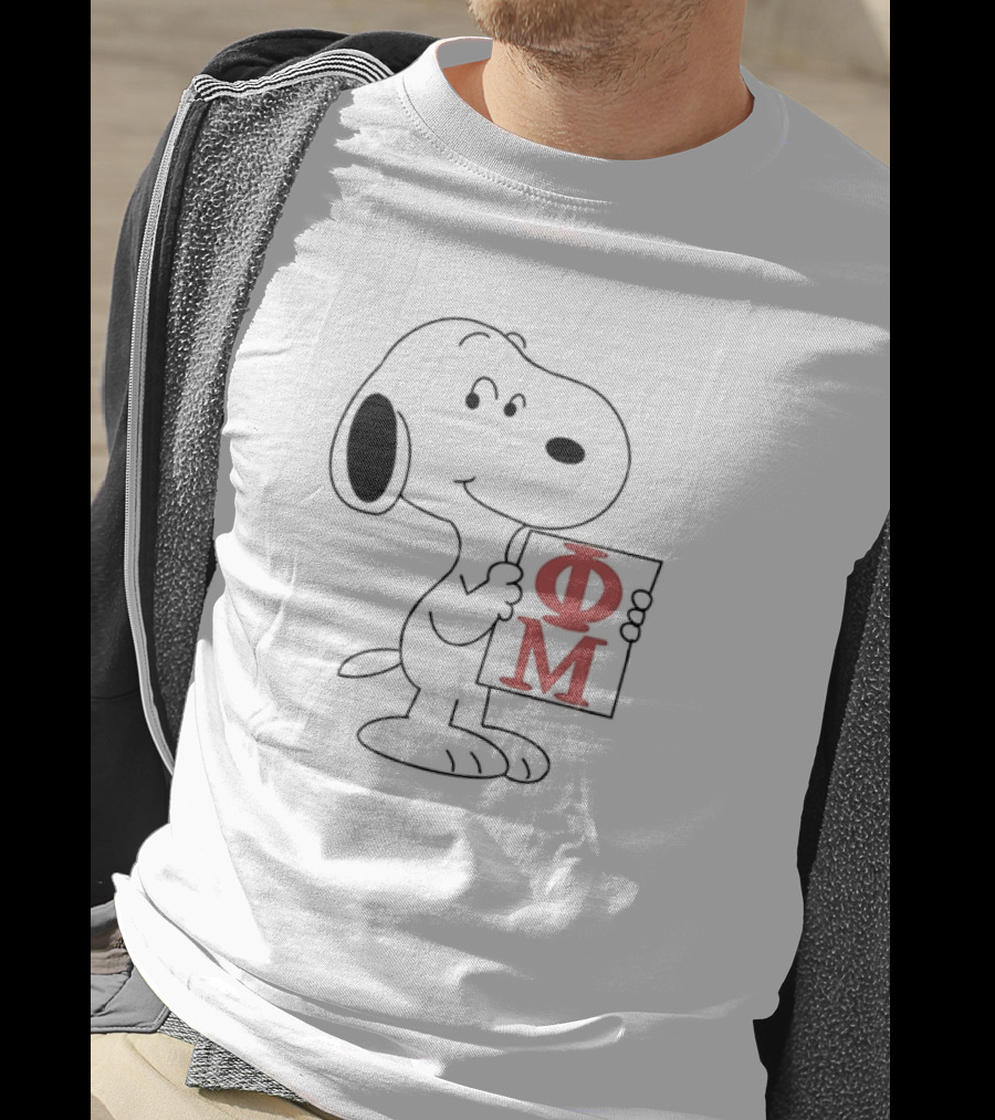 Phi Mu Snoopy Holding Greek Letters T-Shirt