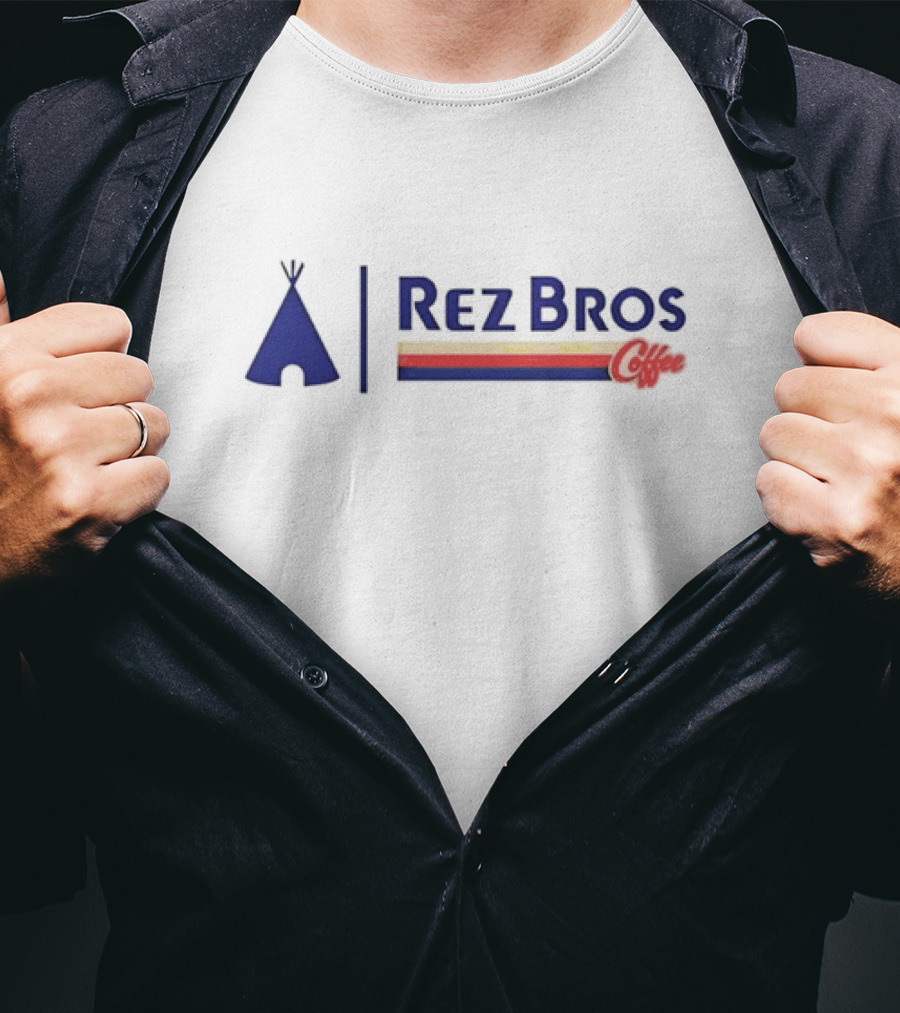 Rez Bros Coffee Teepee Icon And Striped T-Shirt