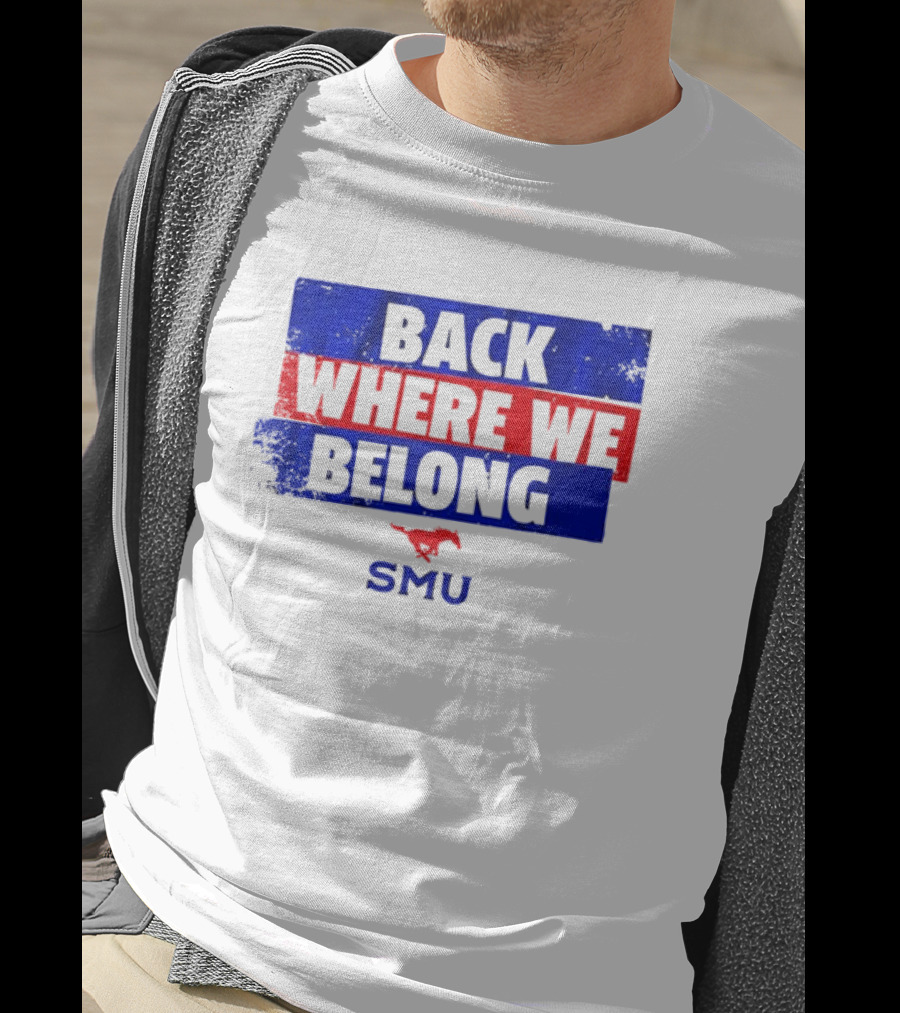 SMU Back Where We Belong Red Mustang T-Shirt