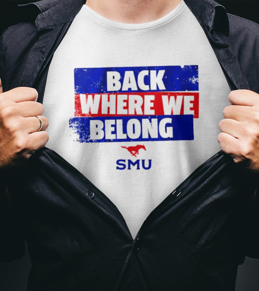 SMU Back Where We Belong Red Mustang T-Shirt
