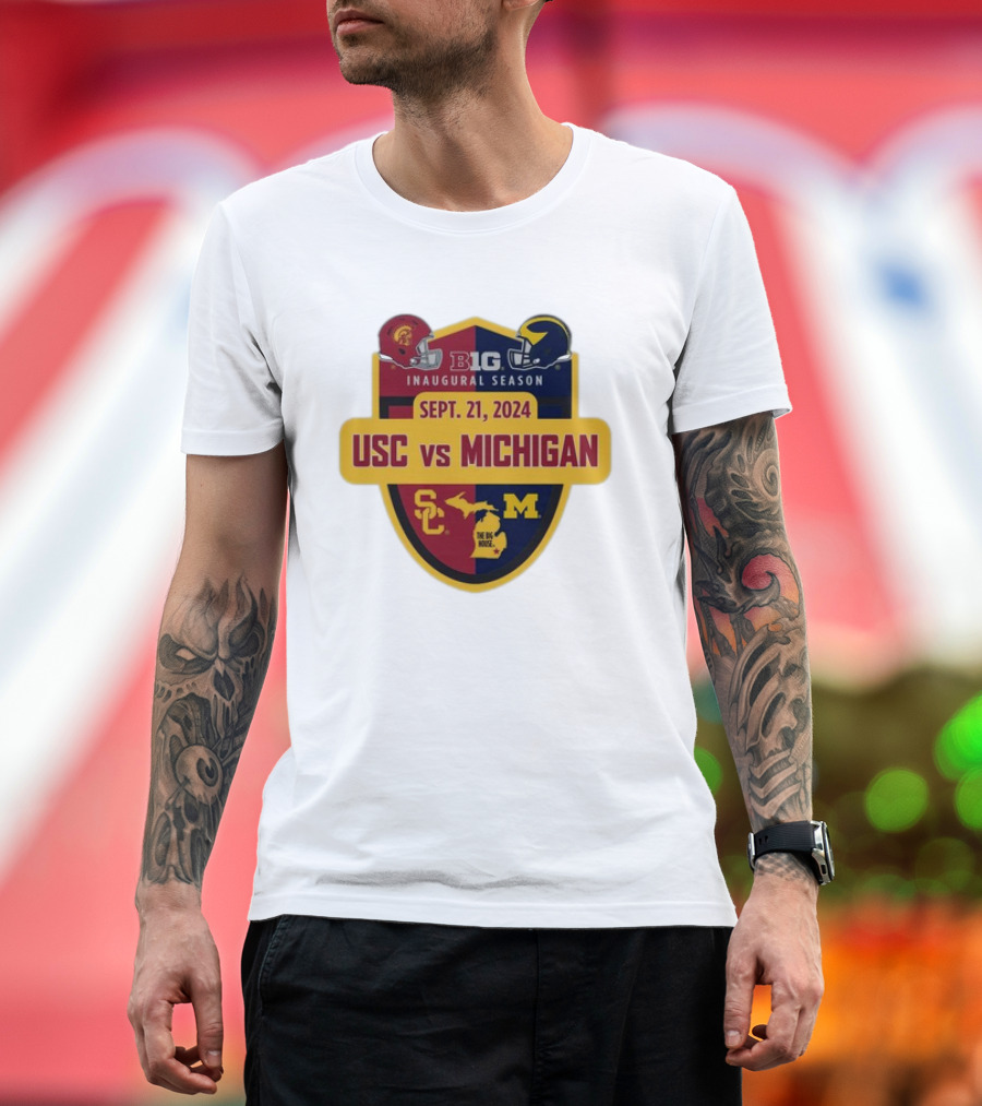 Big 10 Inaugural Season USC vs Michigan Sept 21 T-Shirt