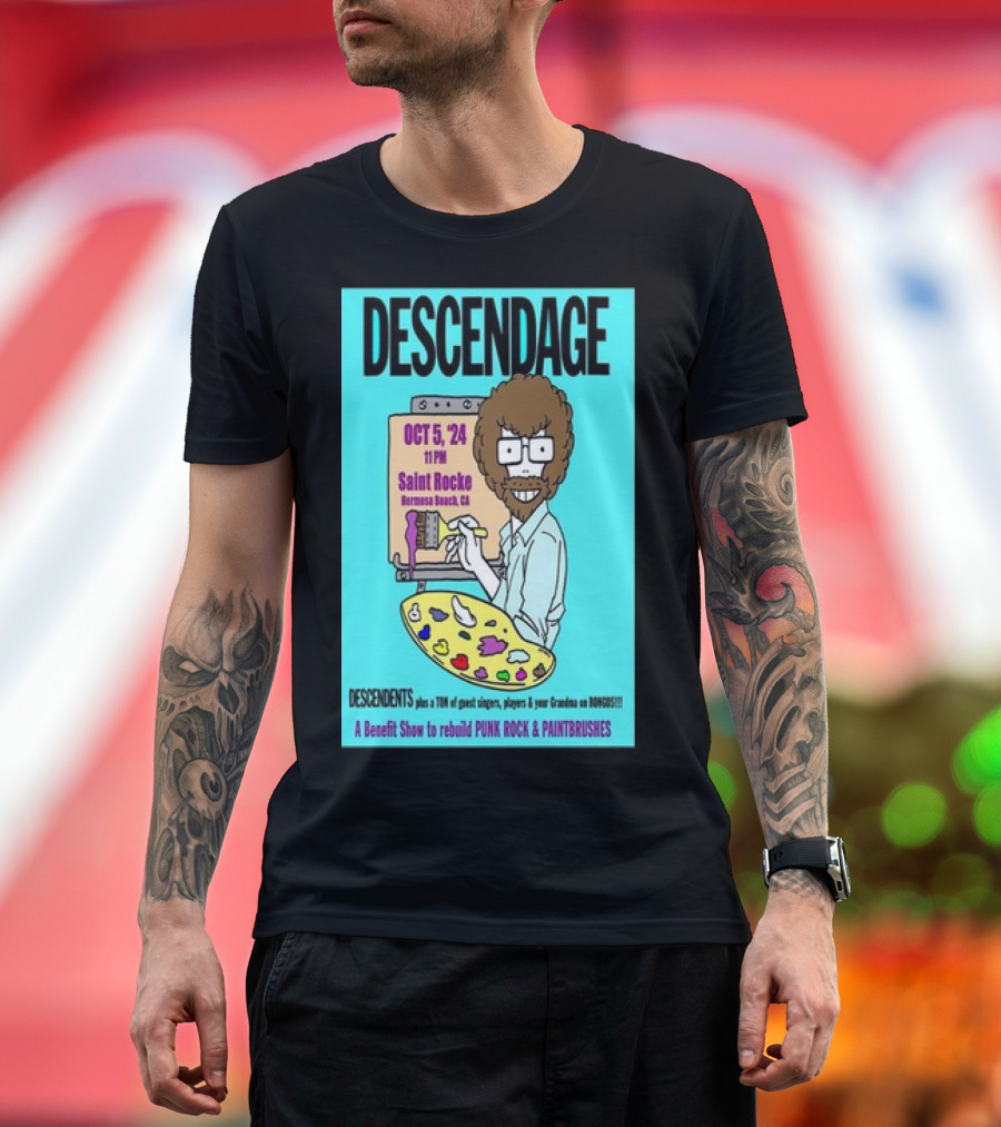 DESCENDAGE Saint Rocke Hermosa Beach October 5 2024 Benefit Punk Rock Paintbrushes T-Shirt