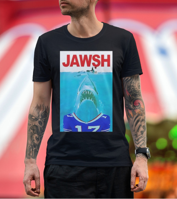Premium T-Shirt: JAWƧH 17 Parody with Josh Allen Buffalo Blue Jersey T-Shirt JAWƧH 17 Parody with Josh Allen Buffalo Blue Jersey T-Shirt