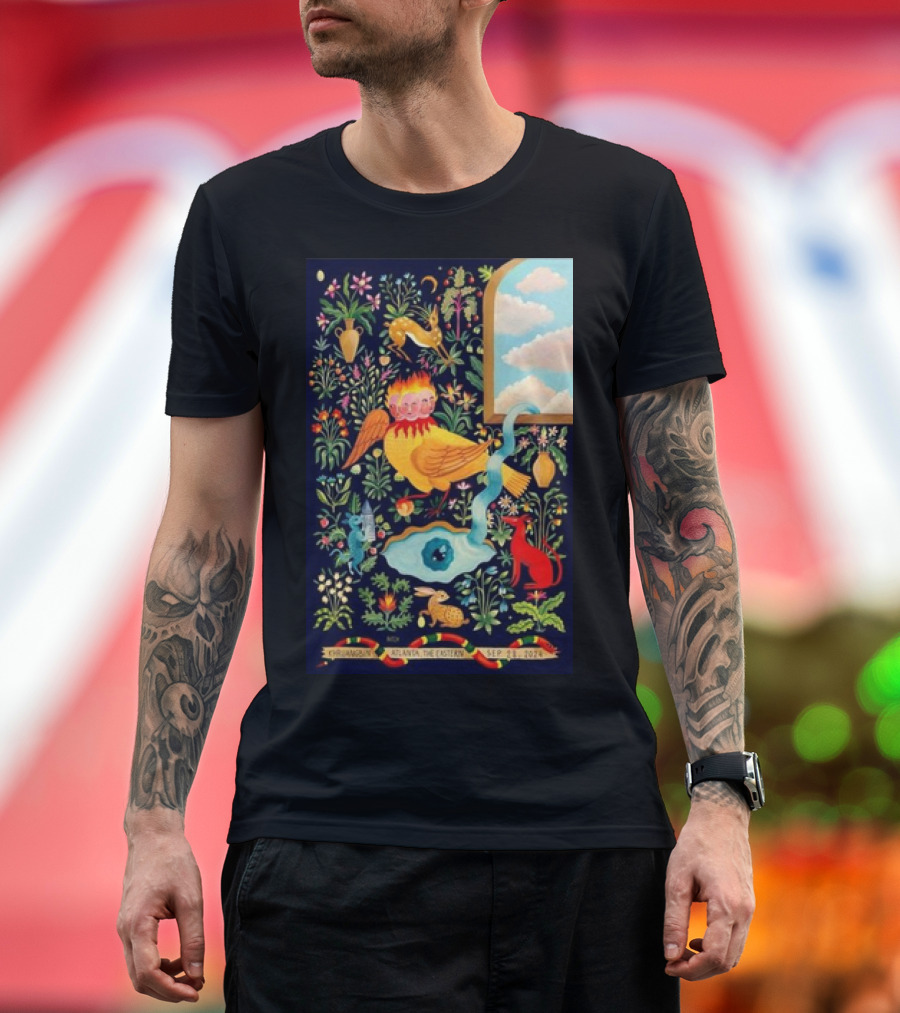 Khruangbin The Eastern Atlanta GA September 28 2024 Tour Poster with Surreal Garden T-Shirt