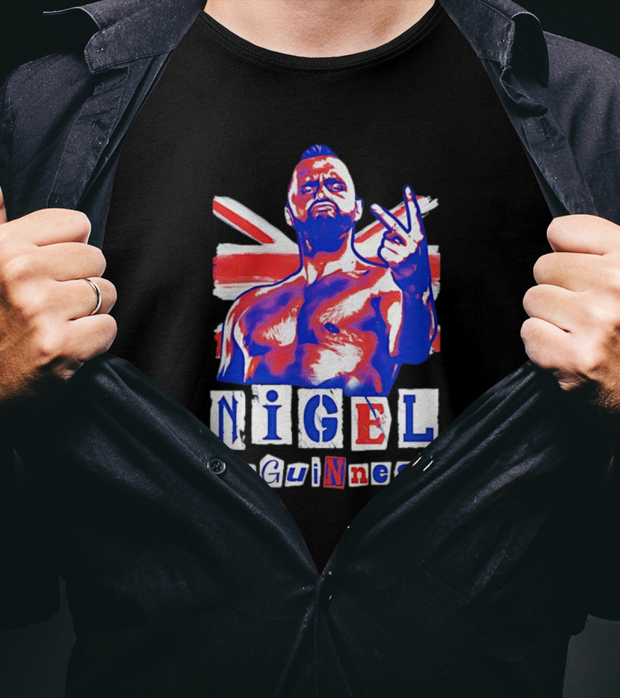 NIGEL McGUINNESS AEW Union Jack V Sign T-Shirt
