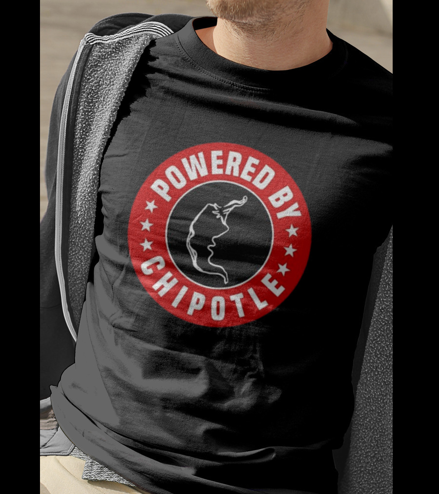 Powered By Chipotle Chili Pepper Logo Round Red T-Shirt