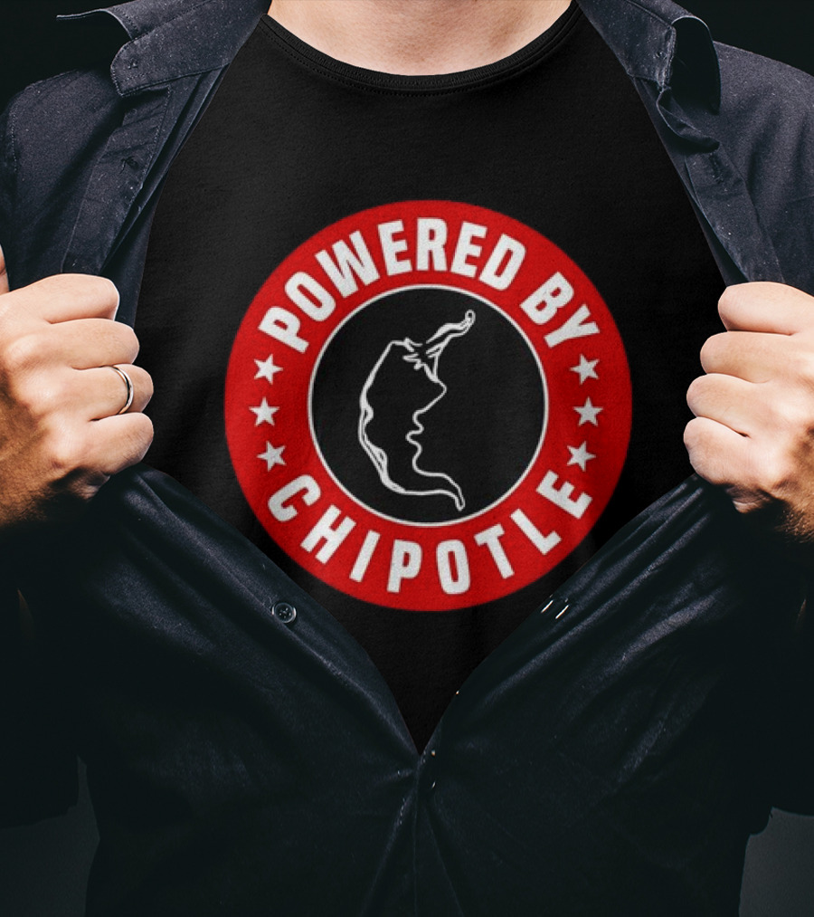 Powered By Chipotle Chili Pepper Logo Round Red T-Shirt