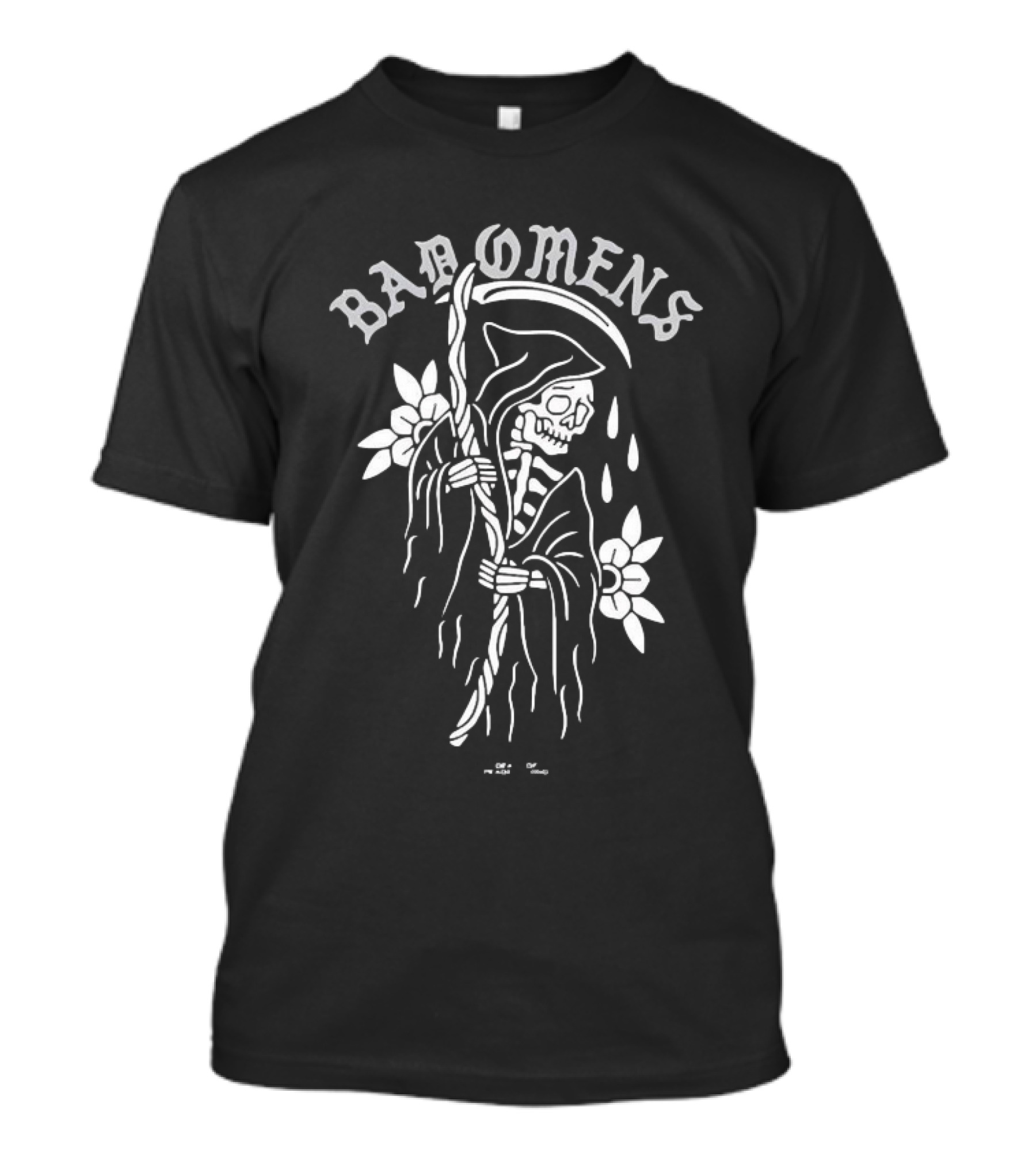 Bad Omens Skeleton Reaper With Scythe And Flowers T-Shirt