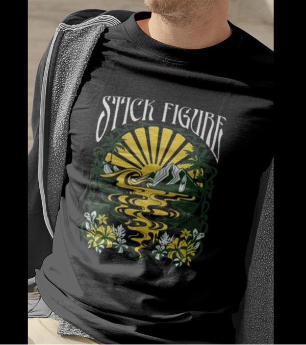 Stick Figure Sunburst Island Tropical T-Shirt