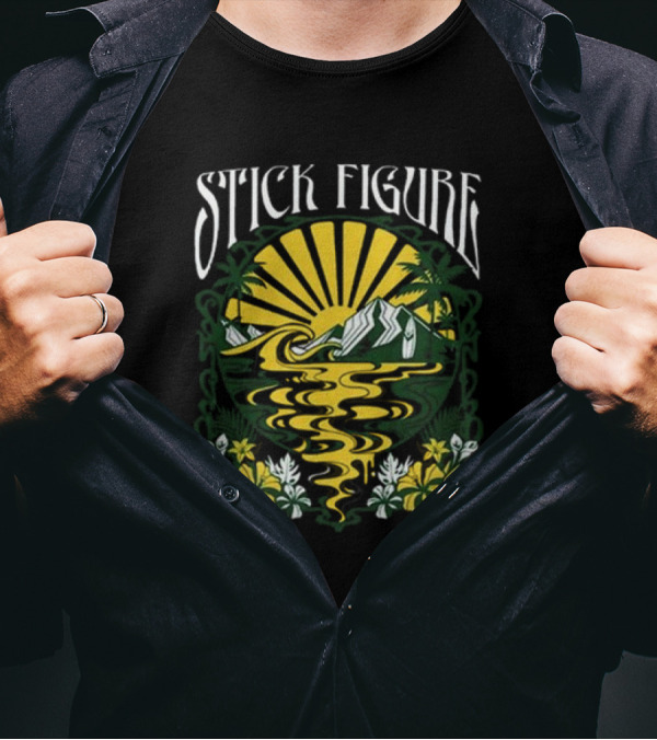 Stick Figure Sunburst Island Tropical T-Shirt