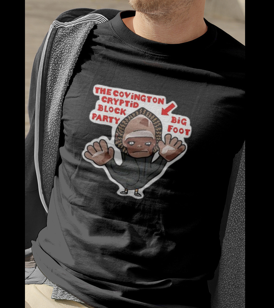 The Covington Cryptid Block Party Bigfoot Character T-Shirt