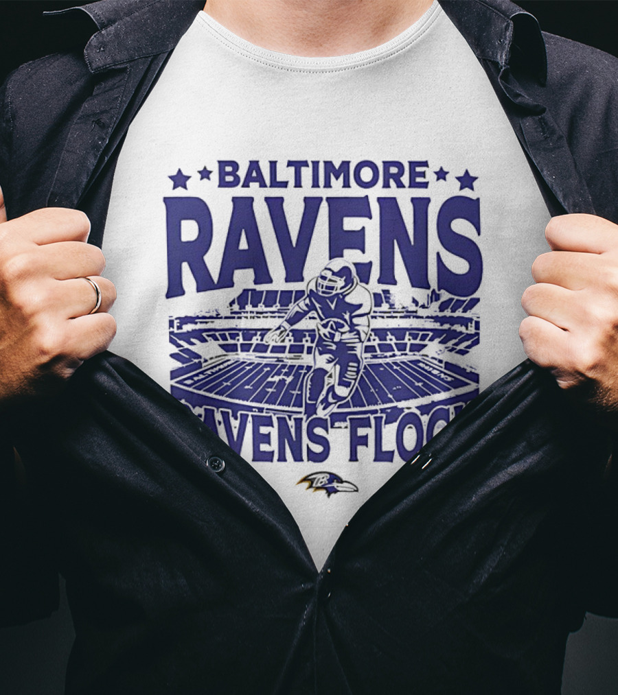 Baltimore Ravens Ravens Flock Stadium Football Player T-Shirt