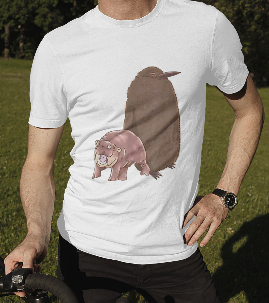 Best Friends Moo Deng Hippo And Pesto Penguin Playful Companions T-Shirt