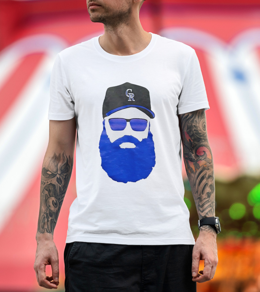 Charlie Blackmon Face Beard Sunglasses Colorado Rockies Baseball T-Shirt