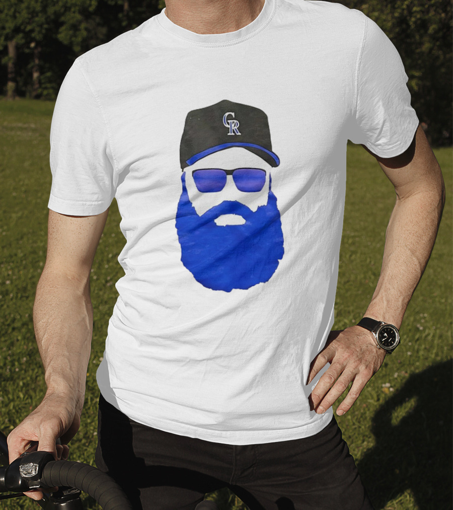 Charlie Blackmon Face Beard Sunglasses Colorado Rockies Baseball T-Shirt