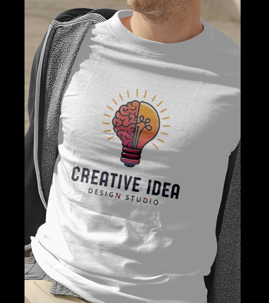 Creative Idea Brain And Lightbulb Design Studio Concept T-Shirt