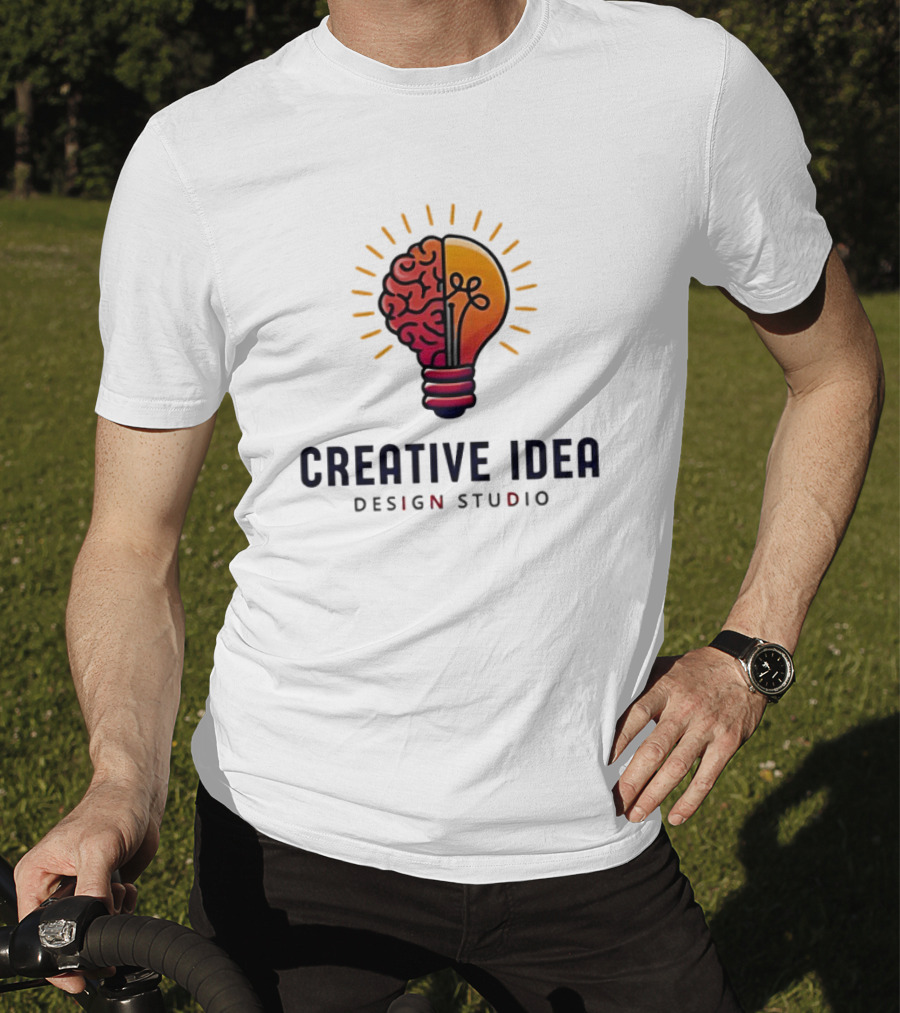 Creative Idea Brain And Lightbulb Design Studio Concept T-Shirt