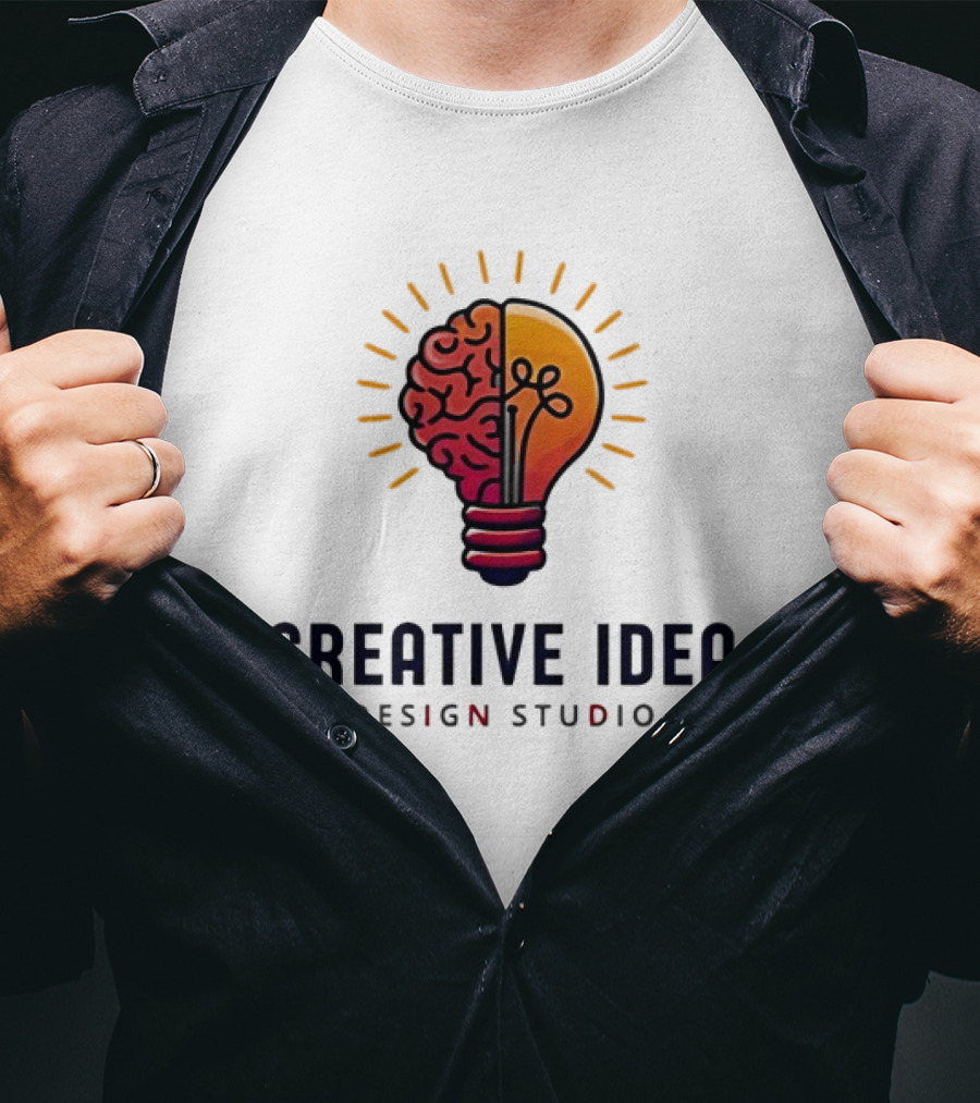 Creative Idea Brain And Lightbulb Design Studio Concept T-Shirt
