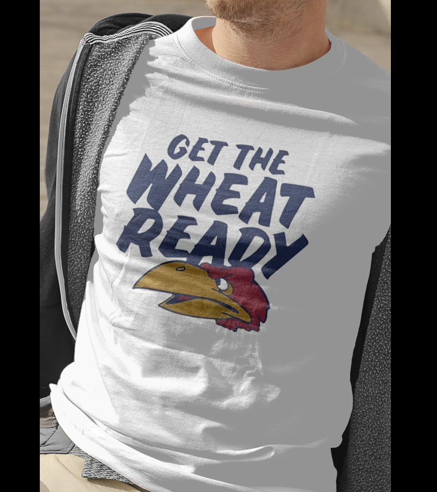 Kansas Jayhawks Get The Wheat Ready Motivational Phrase With Team Mascot T-Shirt