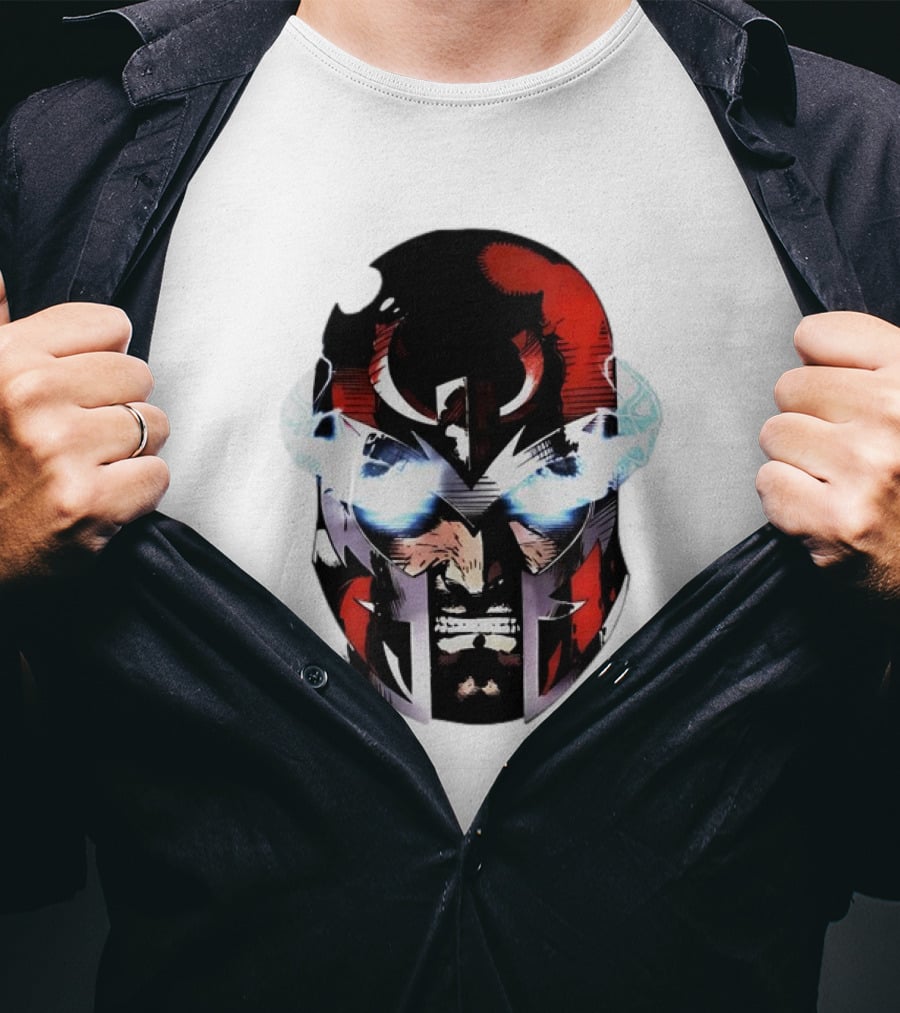 Rare Magneto Big Face Marvel Comic Villain Helmet Power T-Shirt