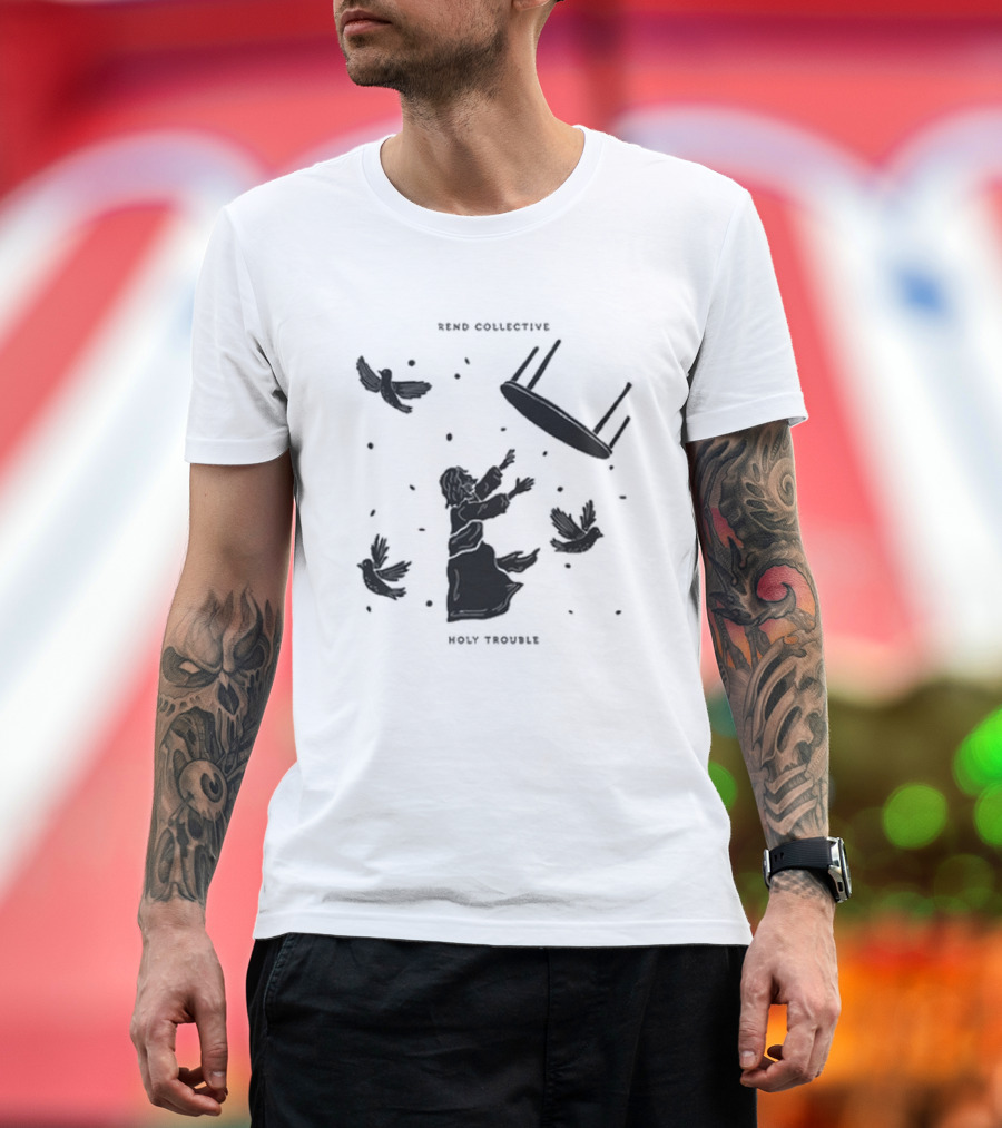 Rend Collective Holy Trouble Black Silhouette with Flying Table and Birds T-Shirt