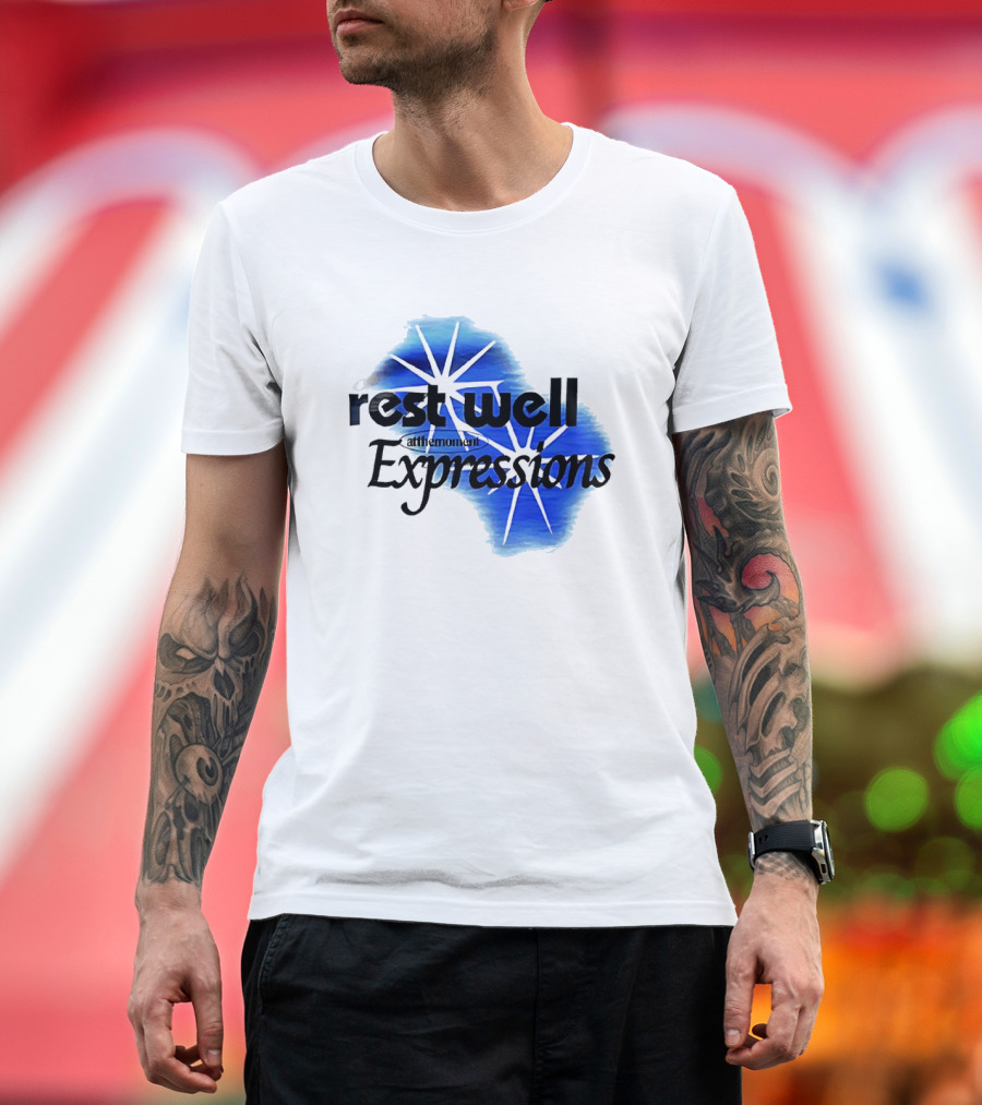 Rest Well Expressions at the Moment Retro Starburst Blue T-Shirt