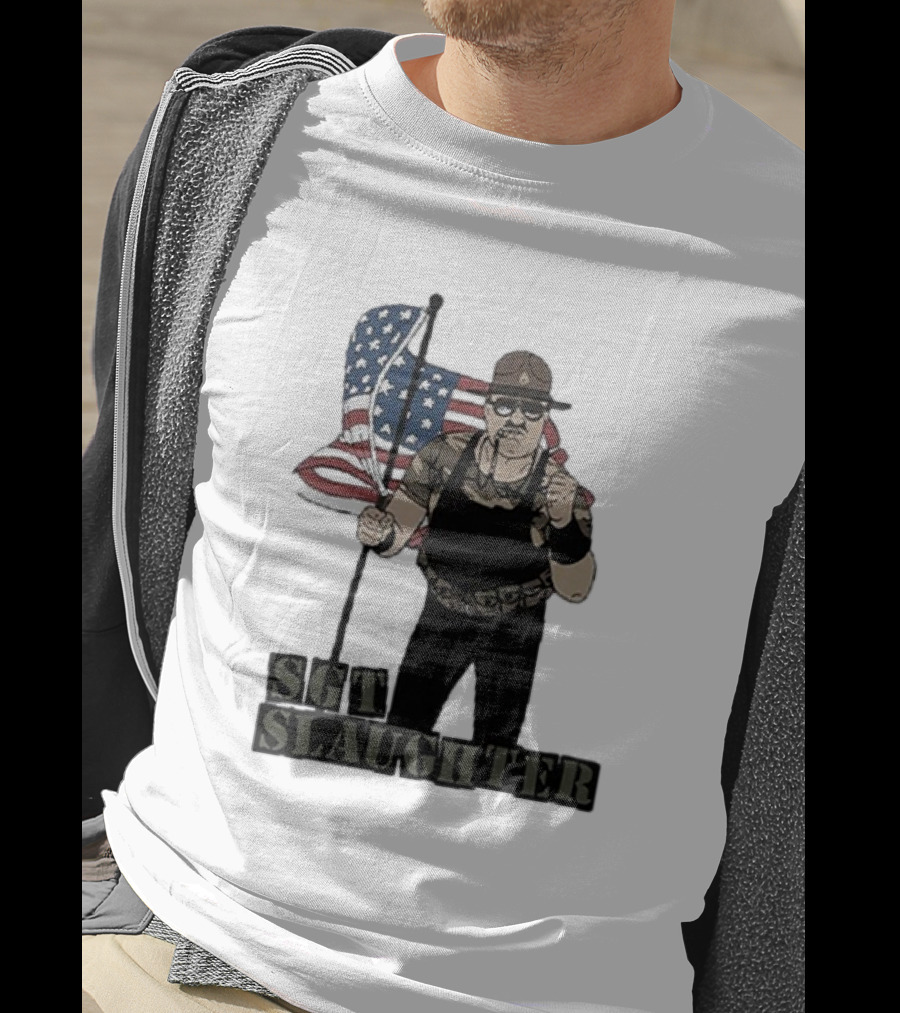Sgt Slaughter American Flag Comic Style Patriotic T-Shirt