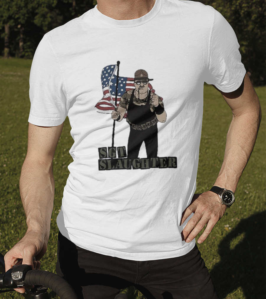 Sgt Slaughter American Flag Comic Style Patriotic T-Shirt