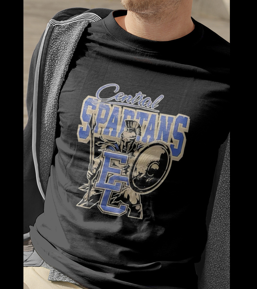 Central Spartans EC Football Spartan Warrior Shield Spear T-Shirt
