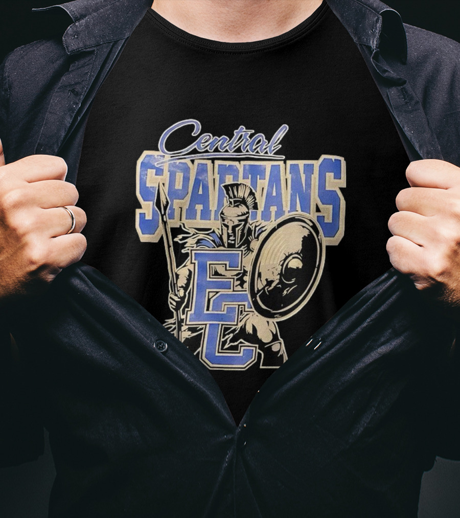 Central Spartans EC Football Spartan Warrior Shield Spear T-Shirt