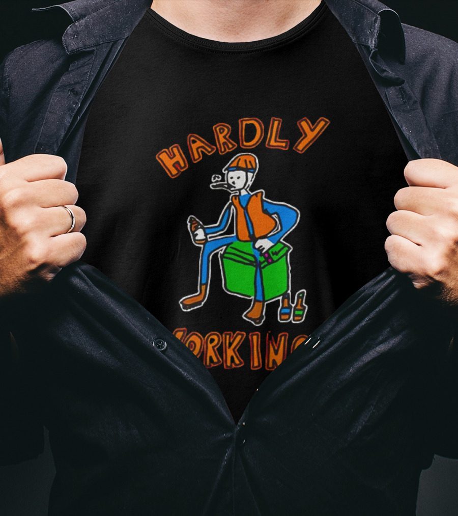 HARDLY WORKING Meme Sitting On Cooler With Beer Bottles T-Shirt