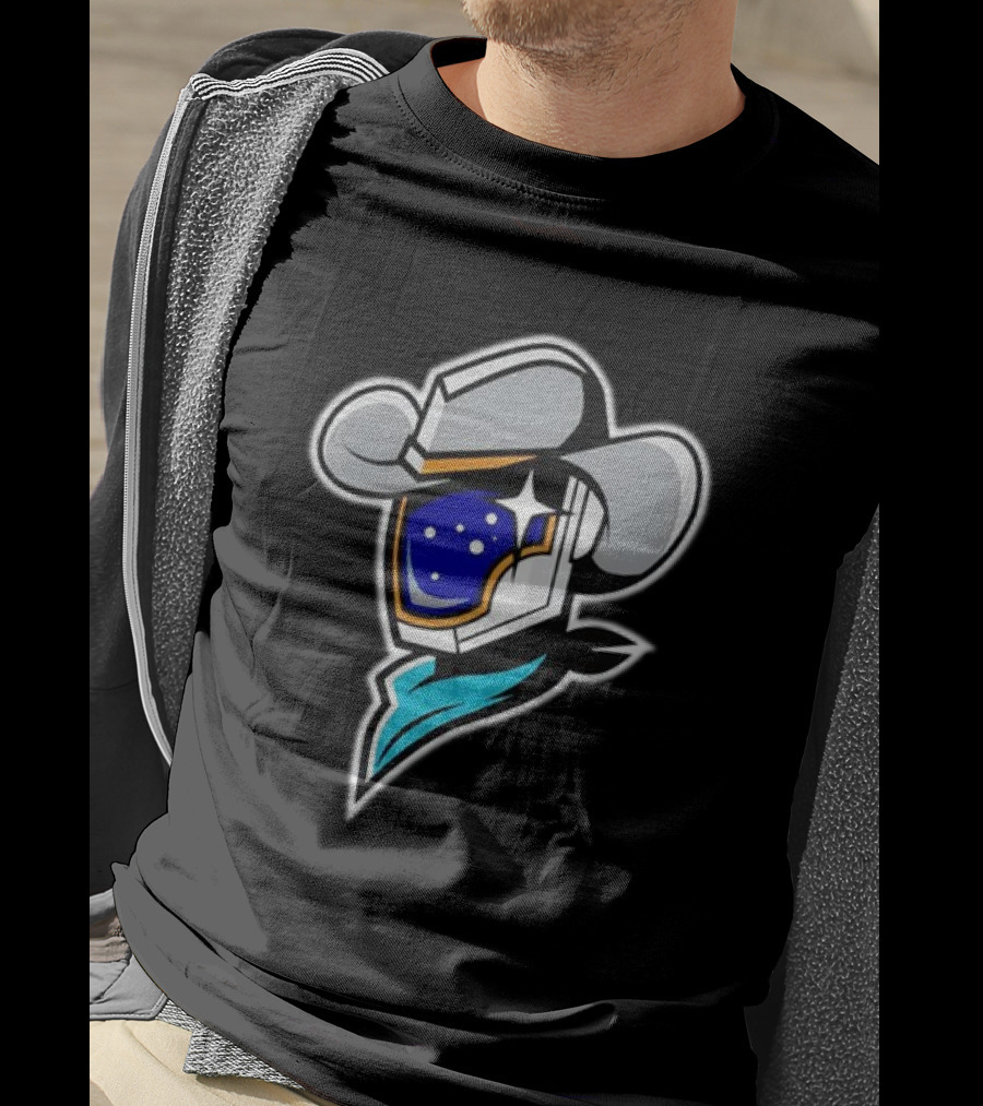 Sugar Land Space Cowboys Bimm Ridder Home Cap Emblem With Starry Helmet And Cowboy Hat T-Shirt