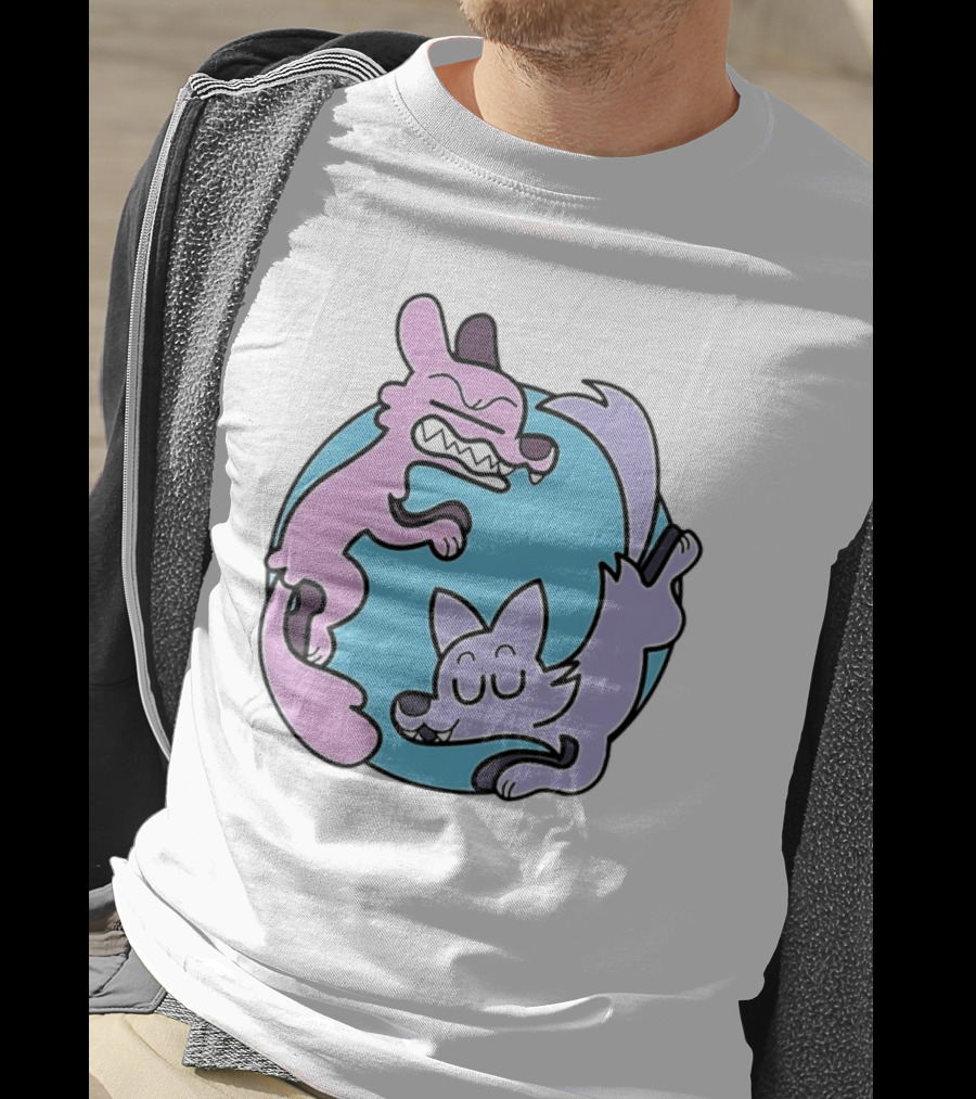 Ac Stuart Two Wolves Yin Yang Pastel T-Shirt