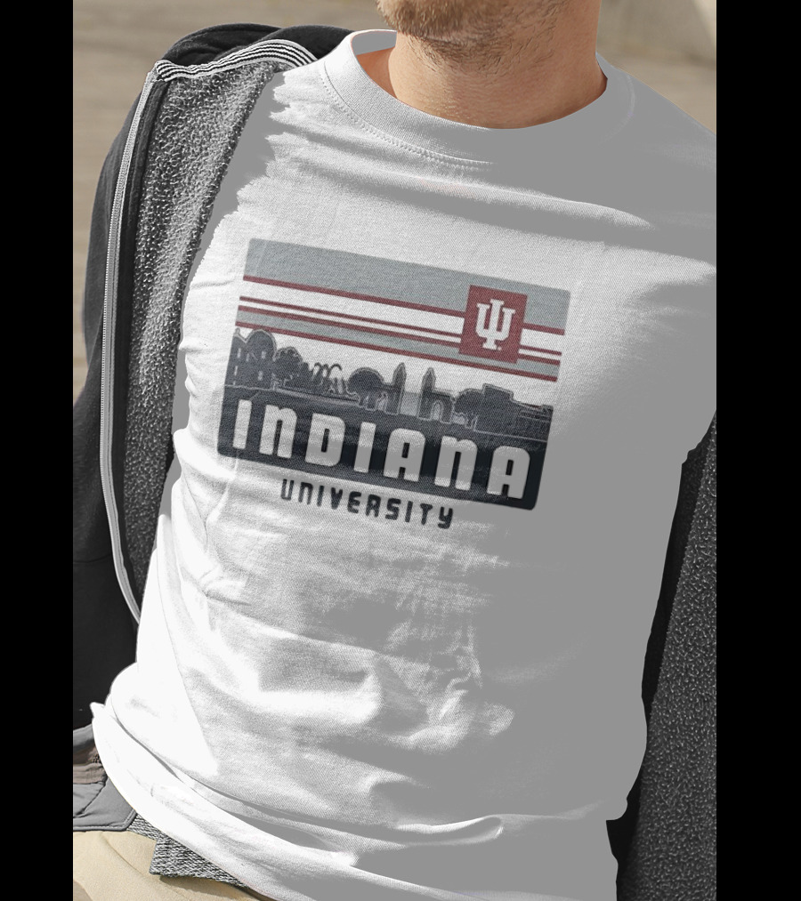 Indiana Hoosiers University Campus Skyline IU Logo Retro T-Shirt