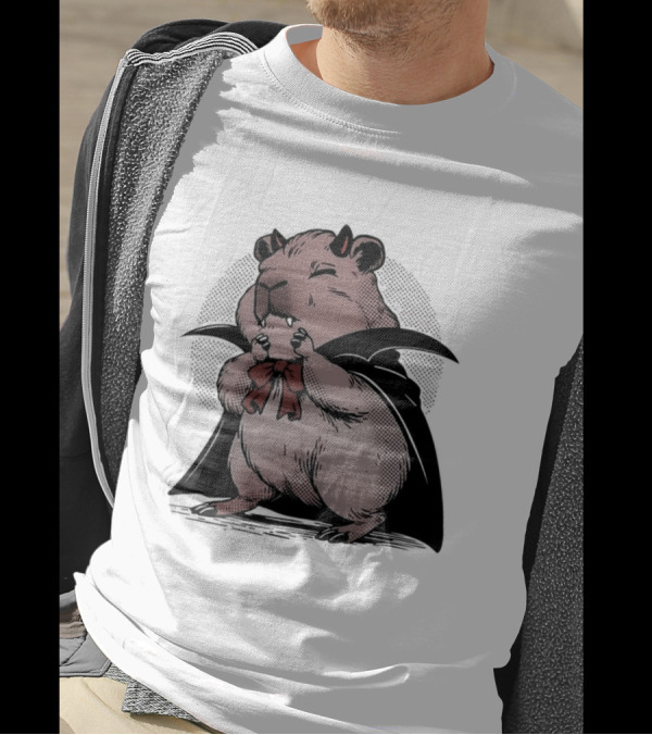 Vampire Capybara Vampybara Mashup Funny Halloween Cape Bowtie T-Shirt