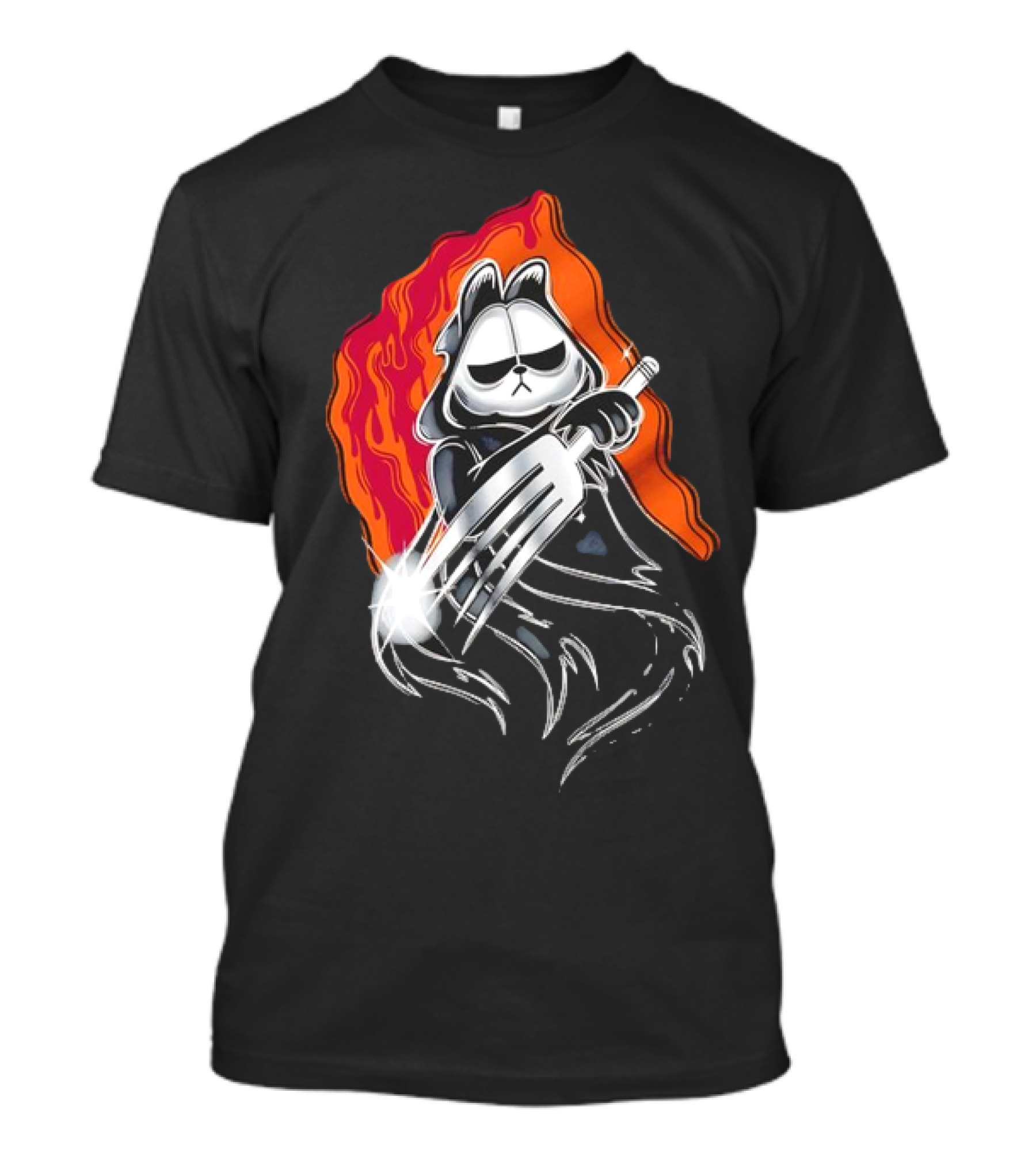 Ghostface Garfield The Lasagna Slasher Fiery Fork Phantom T-Shirt