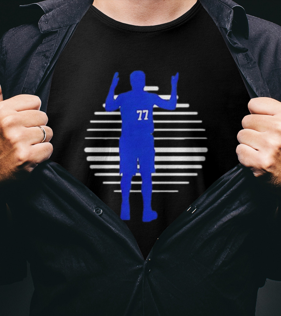 Luka Doncic 77 Retro Basketball Silhouette Lines T-Shirt