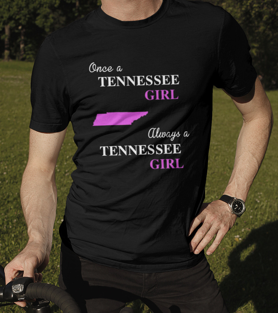 Once A Tennessee Girl Always A Tennessee Girl Pink State Map T-Shirt