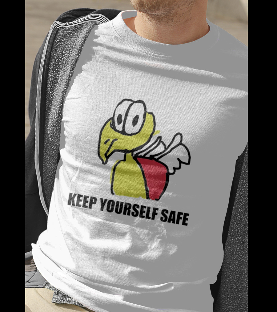 Keep Yourself Safe Bird With White Wings And Red Patch T-Shirt