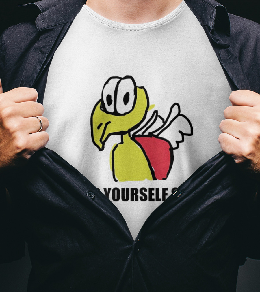 Keep Yourself Safe Bird With White Wings And Red Patch T-Shirt
