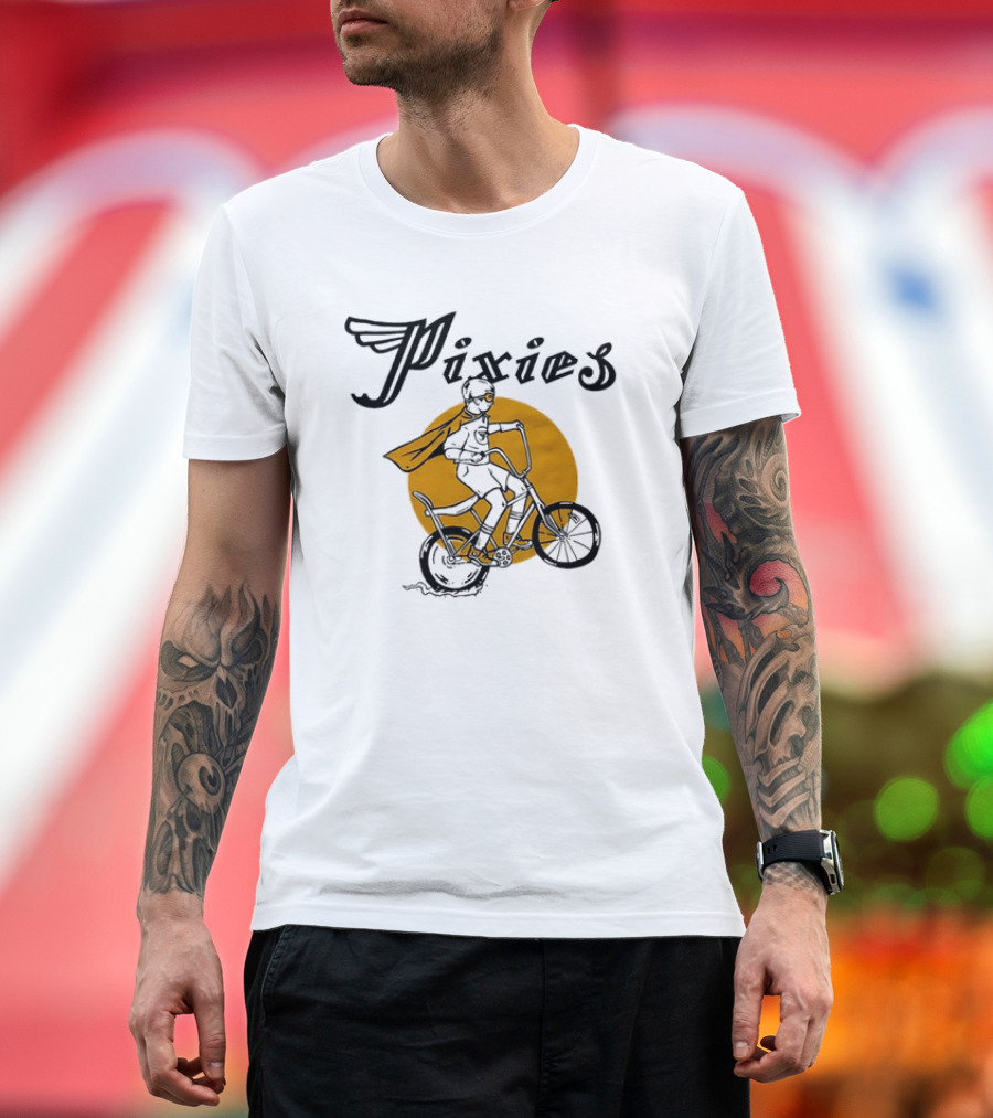 Pixies Retro Biking Superhero with Cape T-Shirt