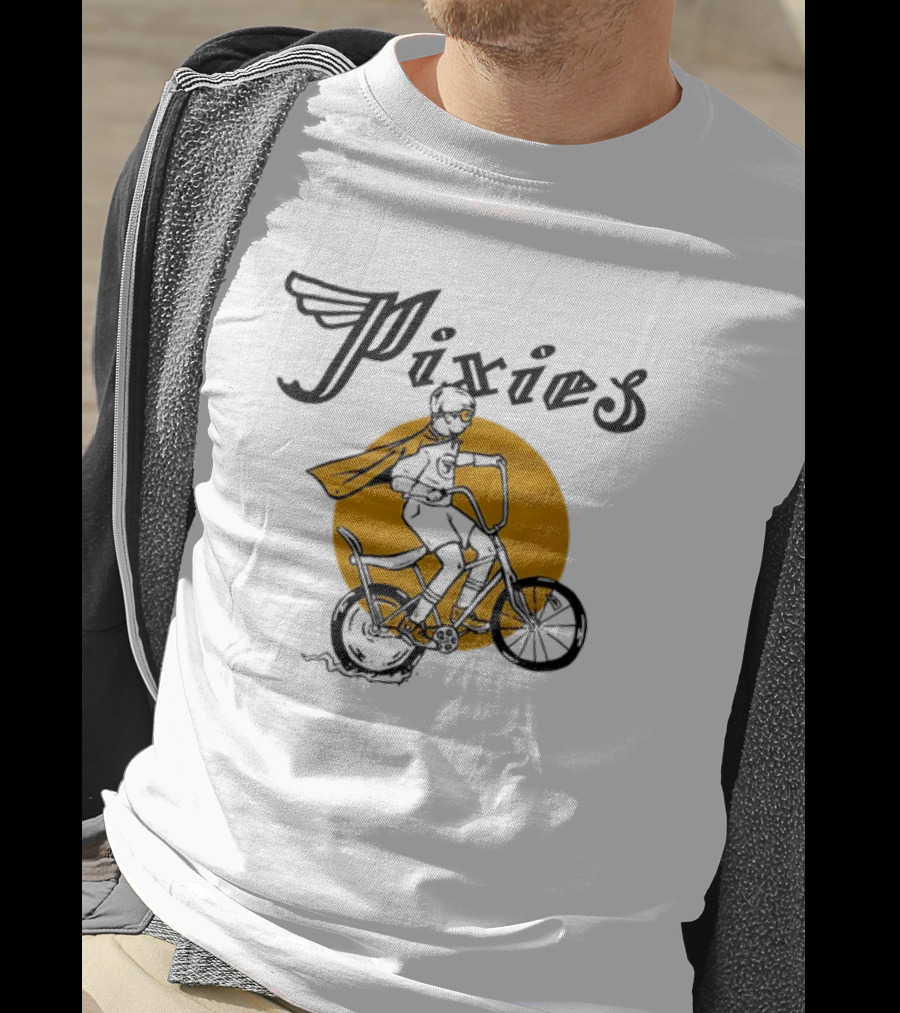 Pixies Retro Biking Superhero With Cape T-Shirt