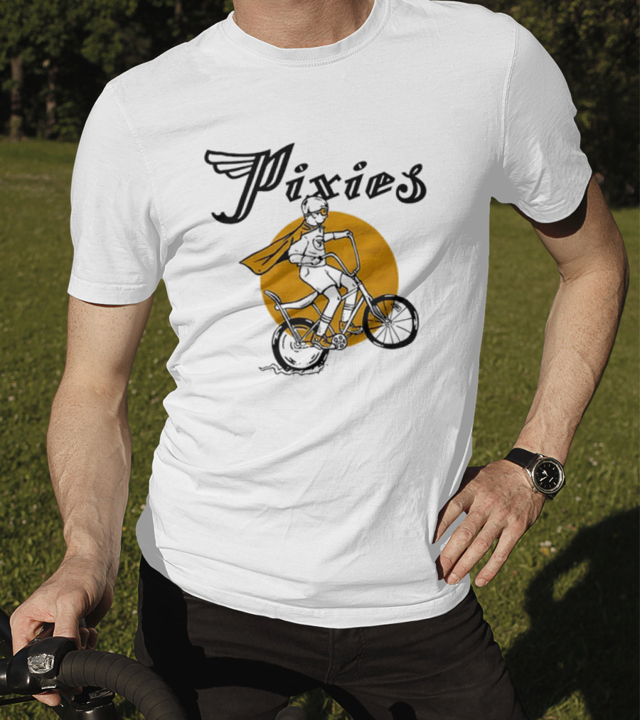 Pixies Retro Biking Superhero With Cape T-Shirt