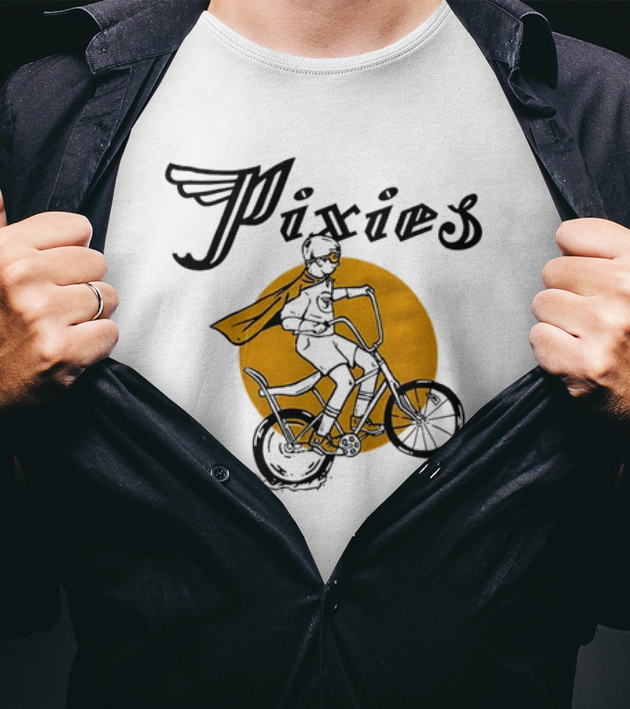 Pixies Retro Biking Superhero With Cape T-Shirt
