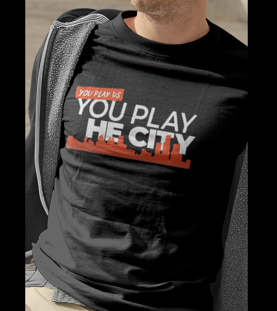 Detroit Tigers You Play Us You Play The City Skyline Orange Text T-Shirt